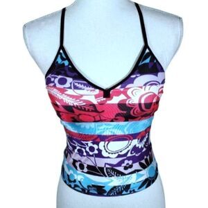 IEFIEL PINK, PURPLE, BLUE, & BLACK V-NECK CROP TOP SZ.S NWT.  GORGEOUS TOP IN NE